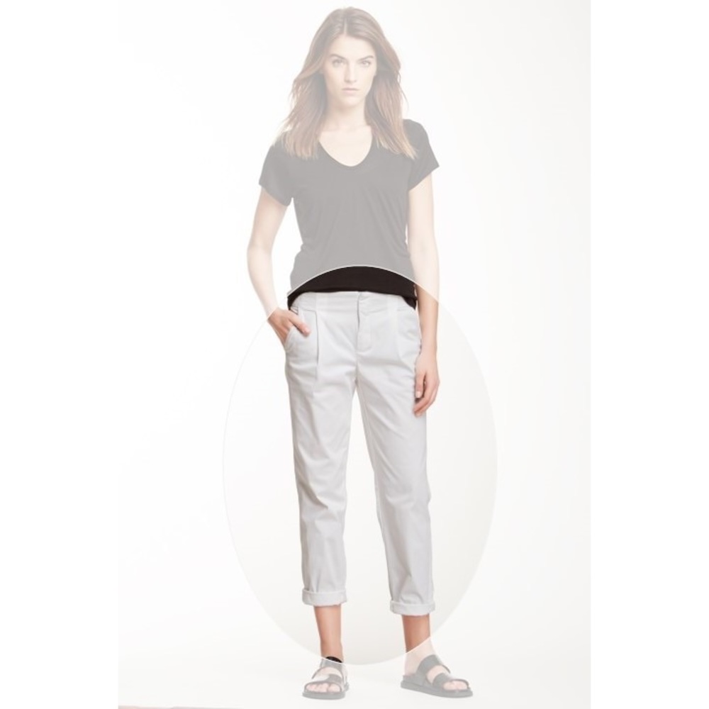 VINCE Side Buckle Trouser Pant Womens Size 4 Cropped Ankle Length Cream White